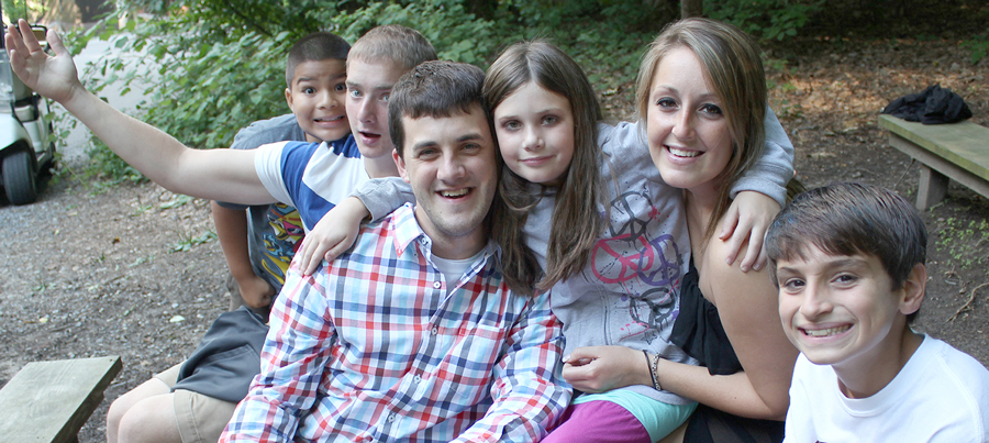 Gang on a bench at Camp Can Do, central PA