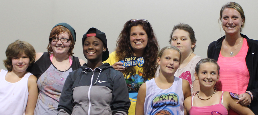 After the talent show, campers and adult volunteers at Camp Can Do, Gretna Glen, central PA