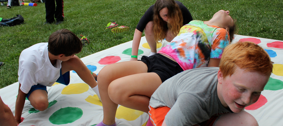 Playing Twister at Camp Can Do, Gretna Glen, PA